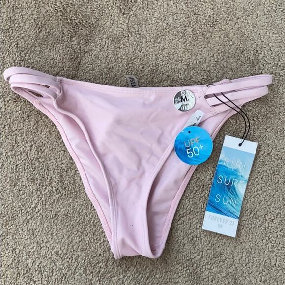 Forever 21 Strappy Baby Pink Bikini Bottoms Size Medium - Picture 1 of 7